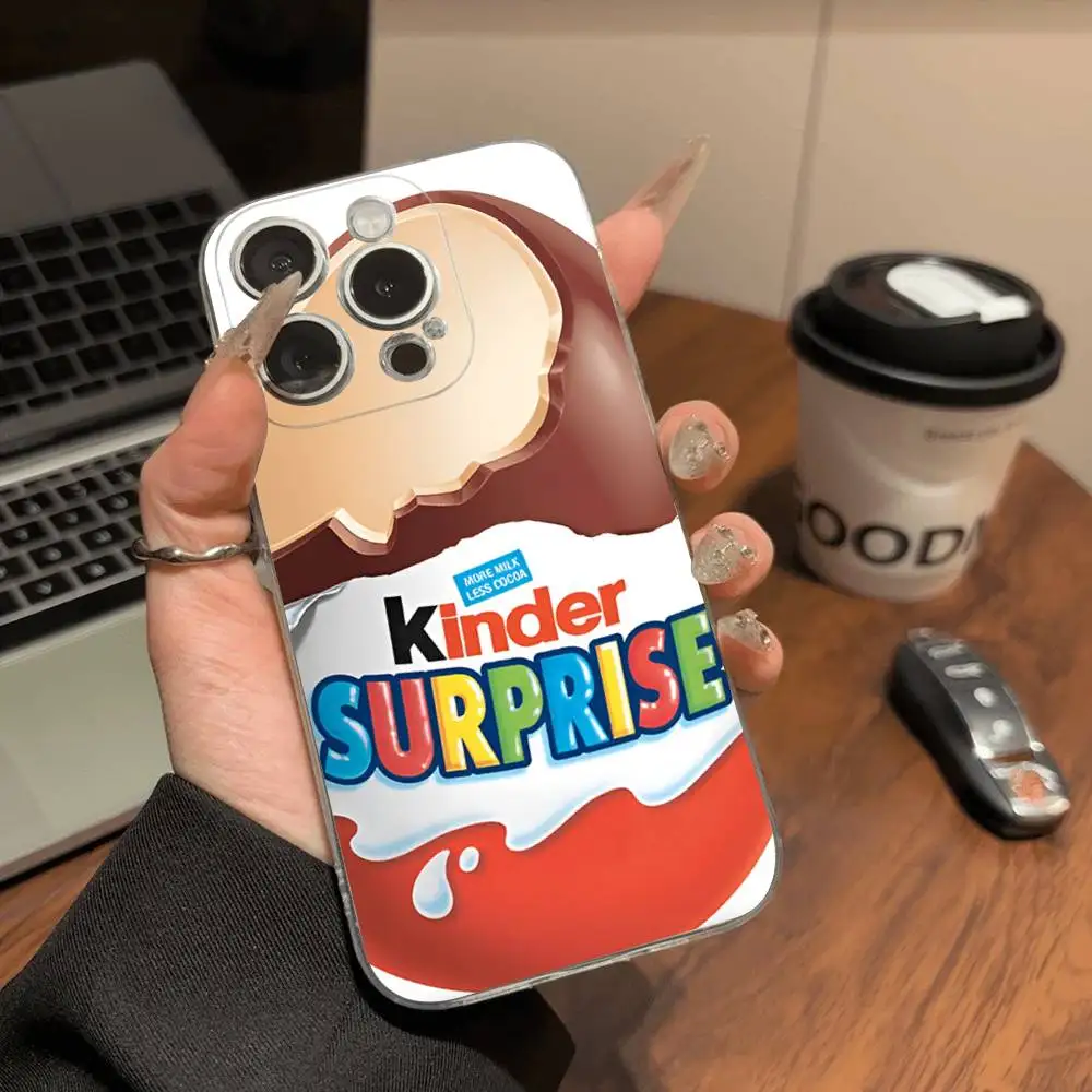 Cute Kinder Surprise Eggs Logo TPU Silicone Case For IPhone 11 12 13 14 15 16 17 Pro Max Shockproof Clear Back Cover