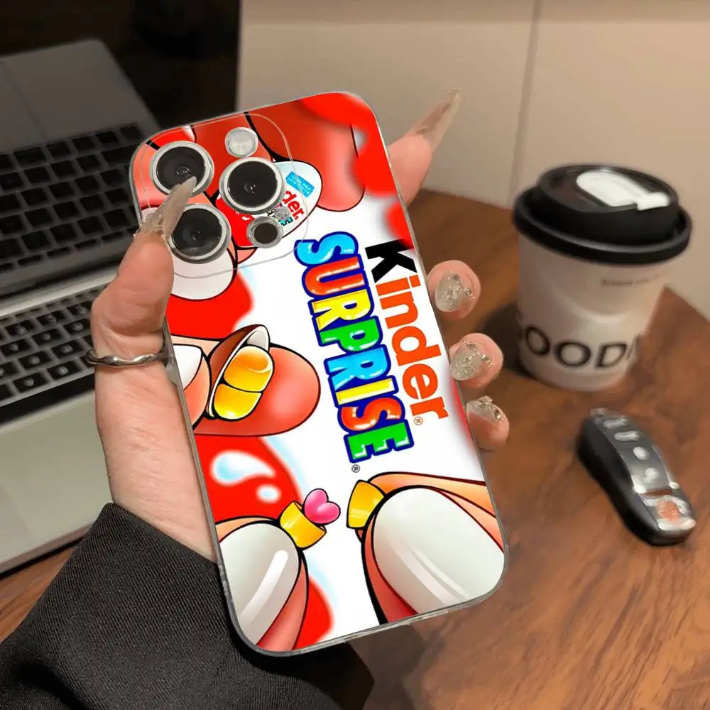 Cute Kinder Surprise Eggs Logo TPU Silicone Case For IPhone 11 12 13 14 15 16 17 Pro Max Shockproof Clear Back Cover