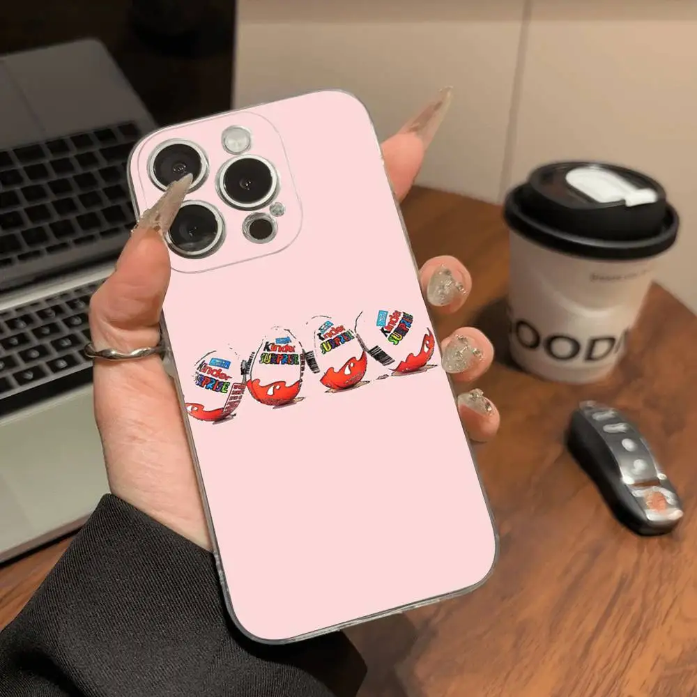 Cute Kinder Surprise Eggs Logo TPU Silicone Case For IPhone 11 12 13 14 15 16 17 Pro Max Shockproof Clear Back Cover