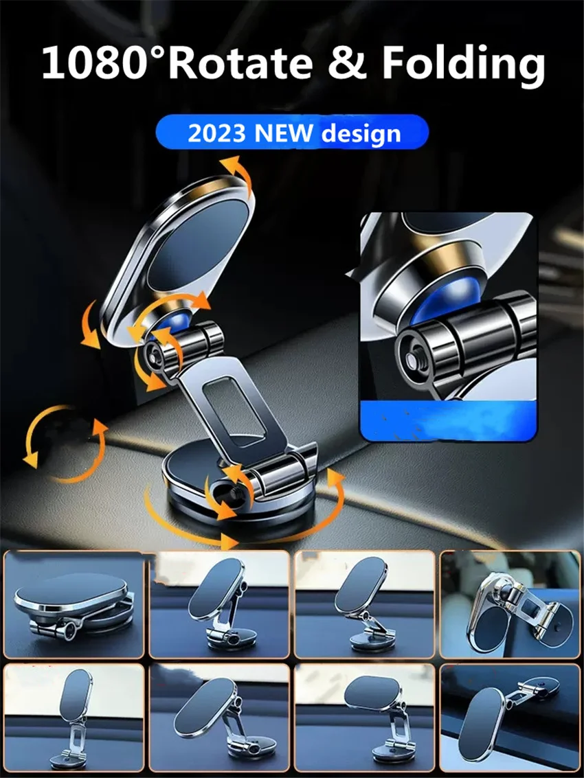 Magnetic Car Mobile Phone Holder Foldable Phone Bracket Magnet Cell Phone Stand GPS Navigation Support For iPhone Xiaomi Huawei