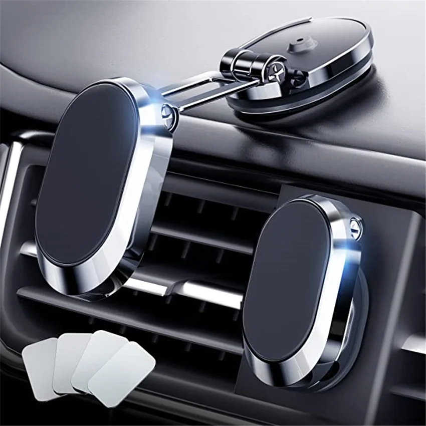 Magnetic Car Mobile Phone Holder Foldable Phone Bracket Magnet Cell Phone Stand GPS Navigation Support For iPhone Xiaomi Huawei