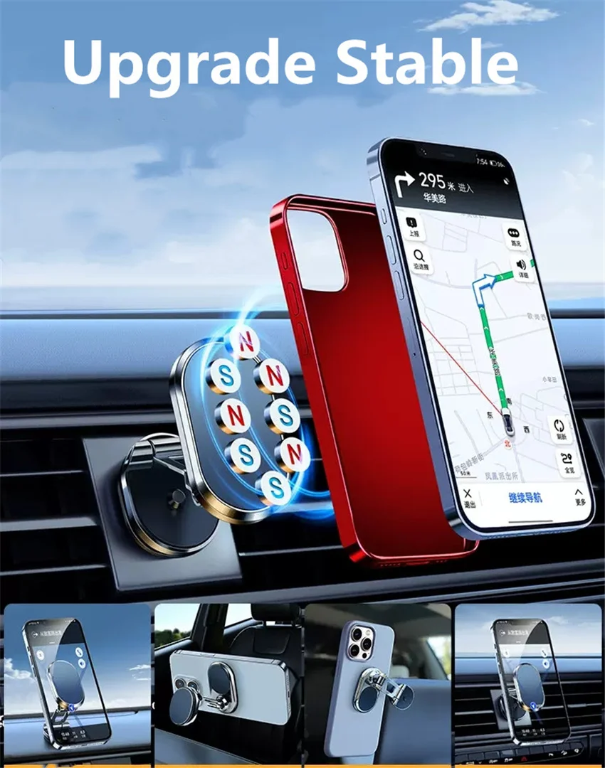 Magnetic Car Mobile Phone Holder Foldable Phone Bracket Magnet Cell Phone Stand GPS Navigation Support For iPhone Xiaomi Huawei
