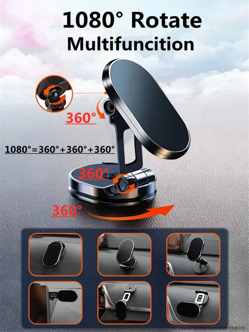 Magnetic Car Mobile Phone Holder Foldable Phone Bracket Magnet Cell Phone Stand GPS Navigation Support For iPhone Xiaomi Huawei