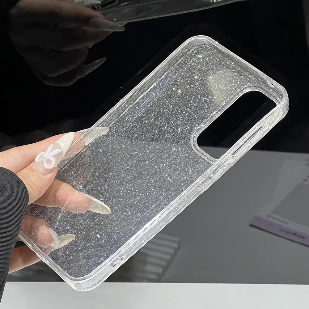 Soft Glitter Transparent Phone Case For Samsung A56 5g A55 A26 A16 A36 A54 A35 A17 A07 A06 A15 Shockproof Clear Silicone Cover