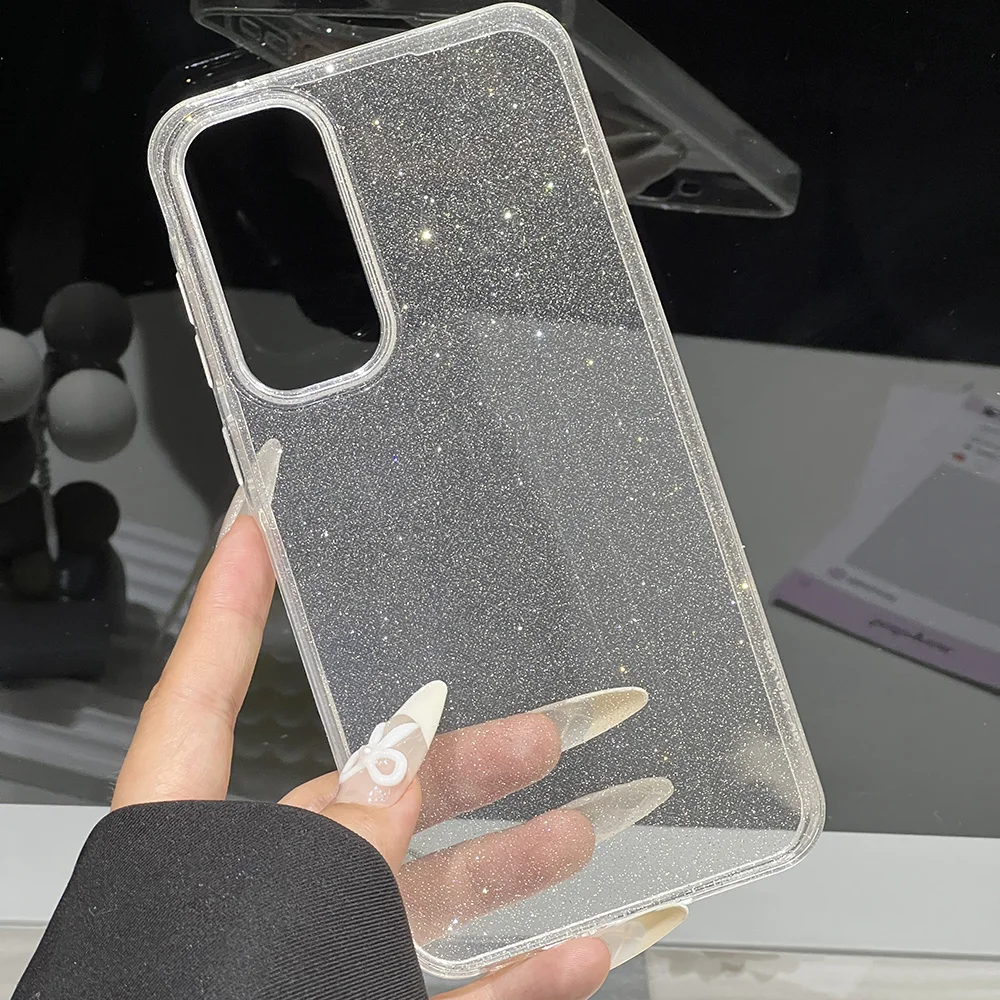 Soft Glitter Transparent Phone Case For Samsung A56 5g A55 A26 A16 A36 A54 A35 A17 A07 A06 A15 Shockproof Clear Silicone Cover