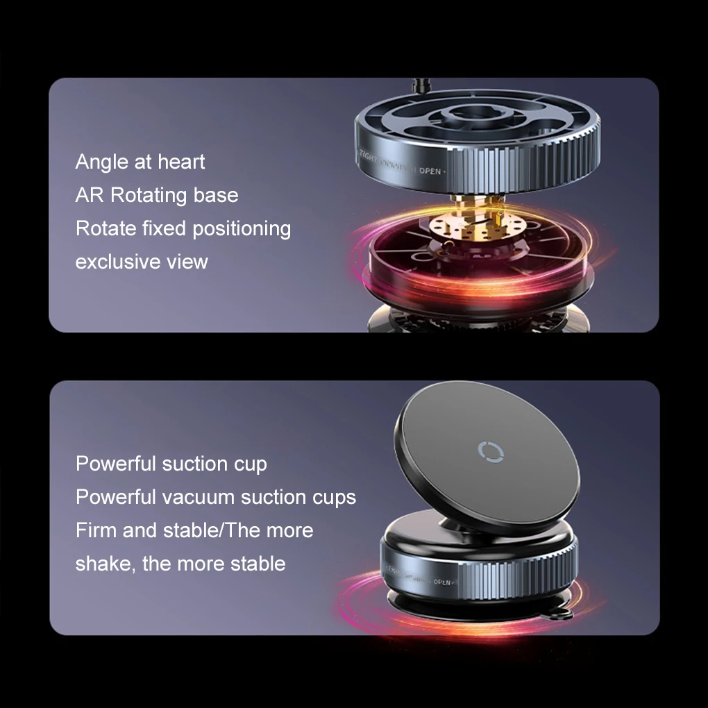 Magnetic Phone Holder Foldable Design 360° Adjustable Vacuum Car Mount For Cell Phone For iphone Live Streaming