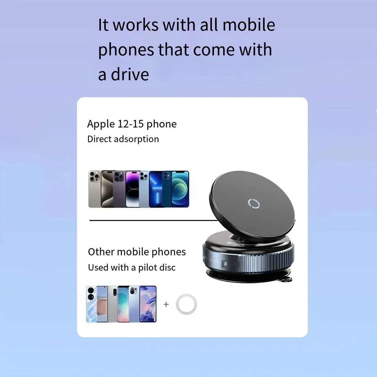 Magnetic Phone Holder Foldable Design 360° Adjustable Vacuum Car Mount For Cell Phone For iphone Live Streaming
