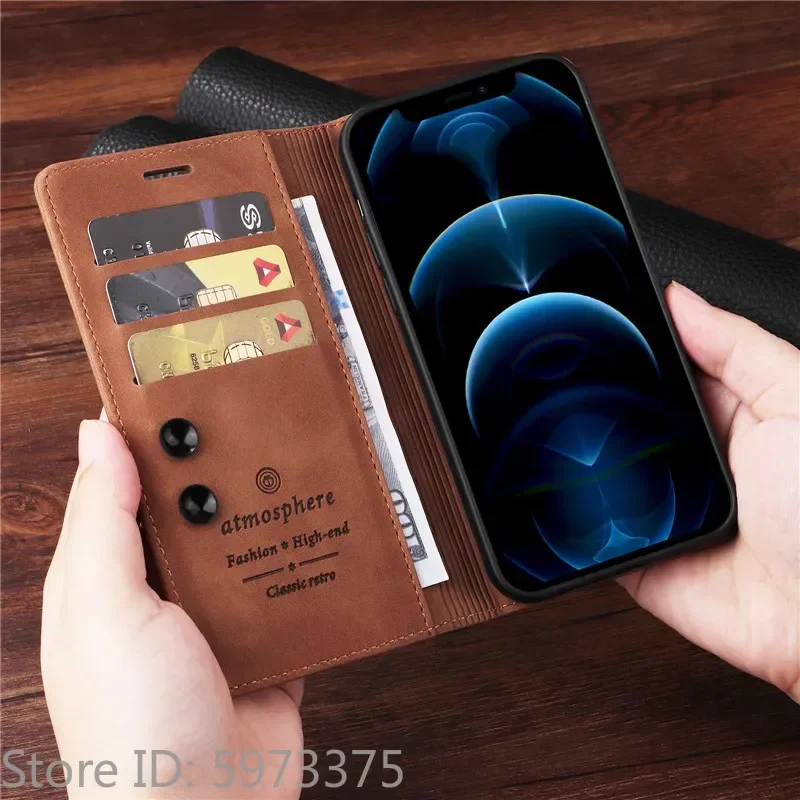 Retro Matte Luxury Flip Wallet Case For Samsung Galaxy Quantum 5 6 4 M05 F05 A556S A566S Stand Solid Colors Leather Phone Cover