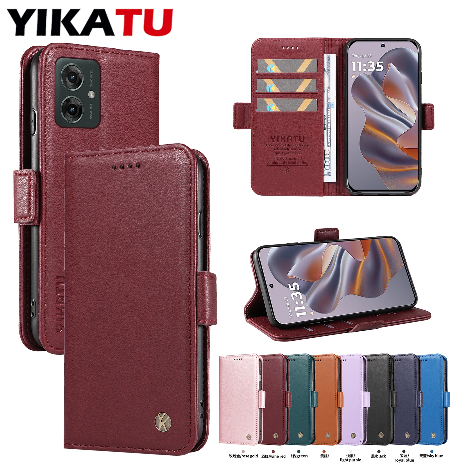 Skin Friendly Magnetic Wallet Leather Case For Motorola G85 5G G84 G75 G64 G55 G54 EU G45 G35 G34 G32 G24 G15 G05 G04S G04 Cover