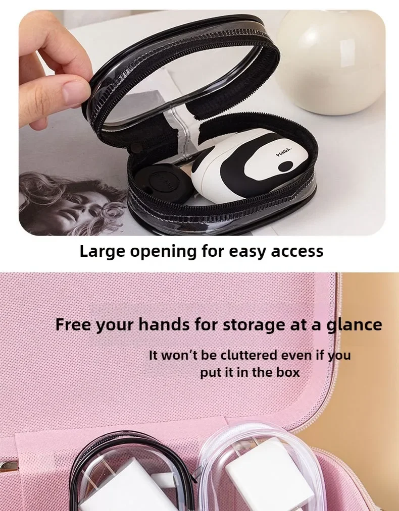 Portable Cable Organizer Bag Transparent Travel Cable Charger Case Accessories Storage for Home Office Travel Bag Pendant 1/2Pcs