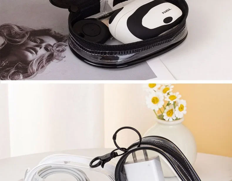 Portable Cable Organizer Bag Transparent Travel Cable Charger Case Accessories Storage for Home Office Travel Bag Pendant 1/2Pcs