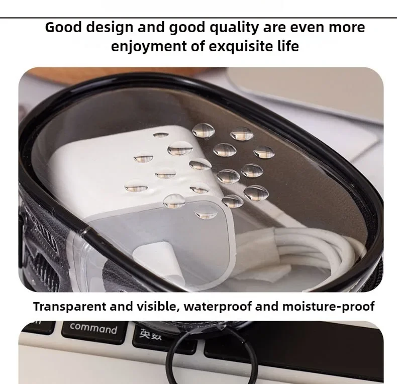 Portable Cable Organizer Bag Transparent Travel Cable Charger Case Accessories Storage for Home Office Travel Bag Pendant 1/2Pcs