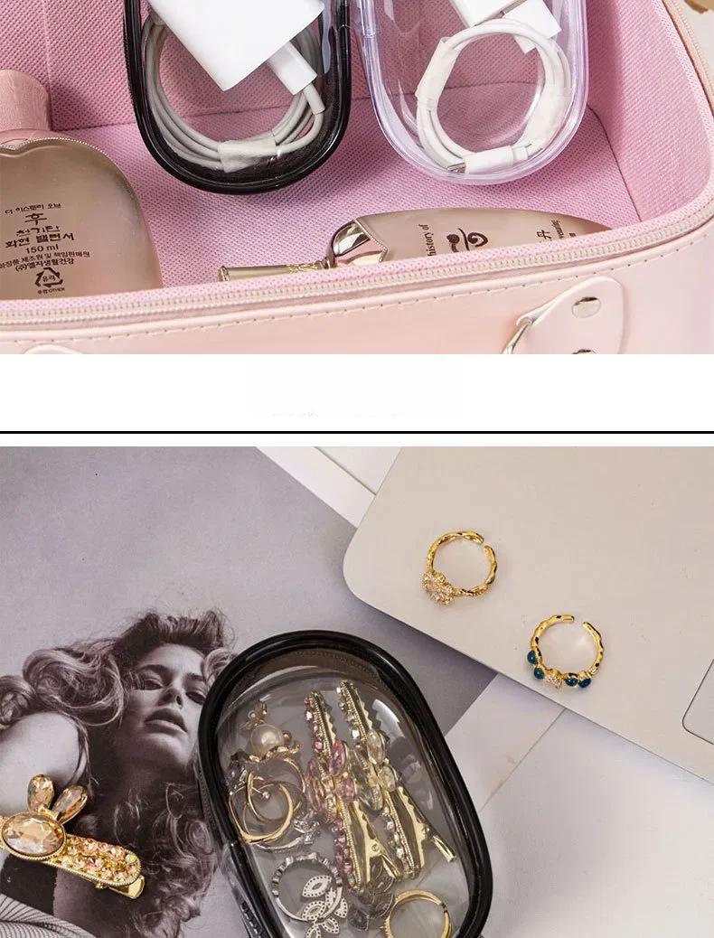Portable Cable Organizer Bag Transparent Travel Cable Charger Case Accessories Storage for Home Office Travel Bag Pendant 1/2Pcs