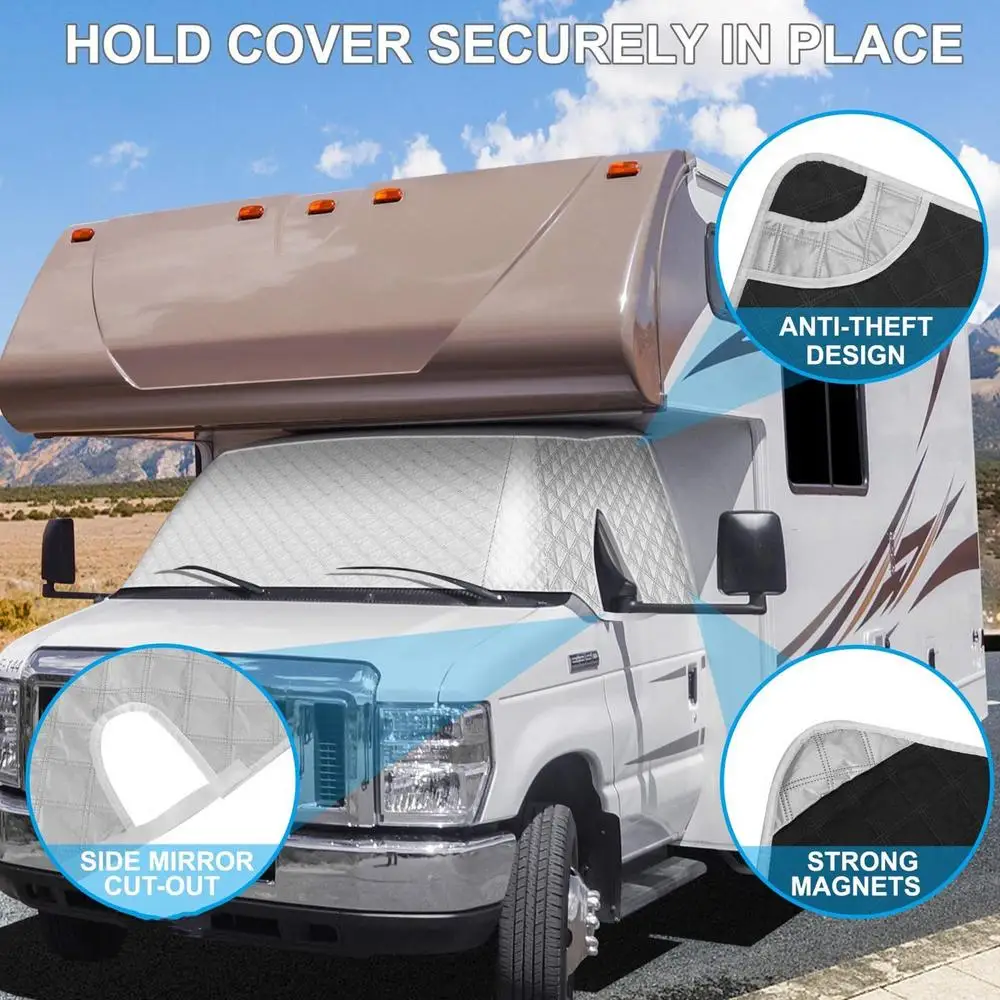 Car Windshield Cover Magnetic UV Protection Sunshade Frost Snow Dust Rain Guard for SUV Truck RV Auto Universal Fit All-season