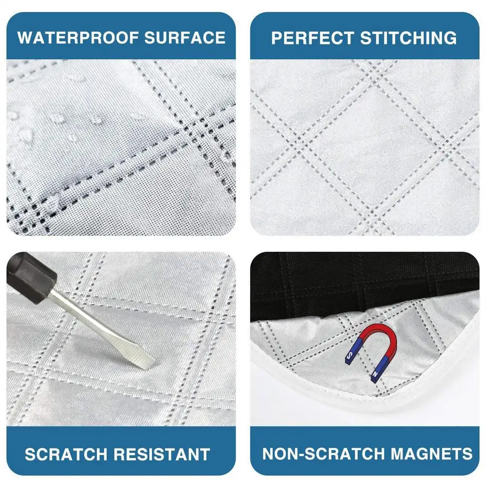 Car Windshield Cover Magnetic UV Protection Sunshade Frost Snow Dust Rain Guard for SUV Truck RV Auto Universal Fit All-season