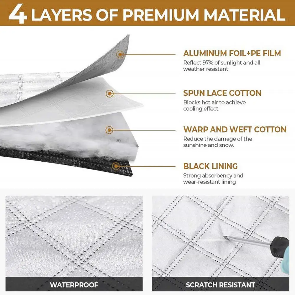 Car Windshield Cover Magnetic UV Protection Sunshade Frost Snow Dust Rain Guard for SUV Truck RV Auto Universal Fit All-season