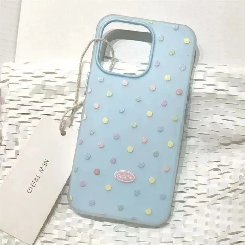Cute Colorful polka dots Silicone Matte Candy Color 2 in 1 Phone Case for iPhone 17 Air 16e 16 15 14 13 Plus 12 11 Pro X XR Max
