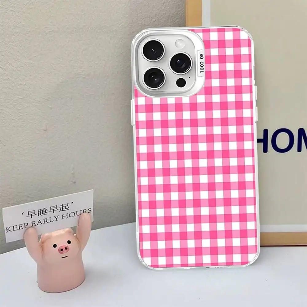 Simple Chic Lattice Pattern Phone Case For iPhone 17 16 15 14 13 12 11 Pro MAX Matte Shockproof Back Anti Fall Matte Cover