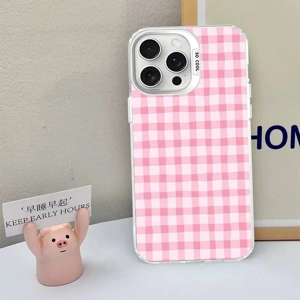 Simple Chic Lattice Pattern Phone Case For iPhone 17 16 15 14 13 12 11 Pro MAX Matte Shockproof Back Anti Fall Matte Cover
