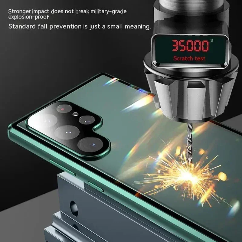 360° Protection Anti Peeping Metal Magnetic Double Sided Glass Snap Lock Case For Samsung Galaxy S26 S25 S24 S23 S22 Ultra Plus