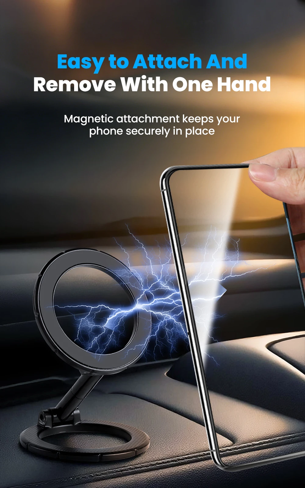 Foldable Double Sided Magnetic Ring Phone Holder Multi-Functional Phone Mount 360° Rotation Desk Holder Home Use Wall-Mounted
