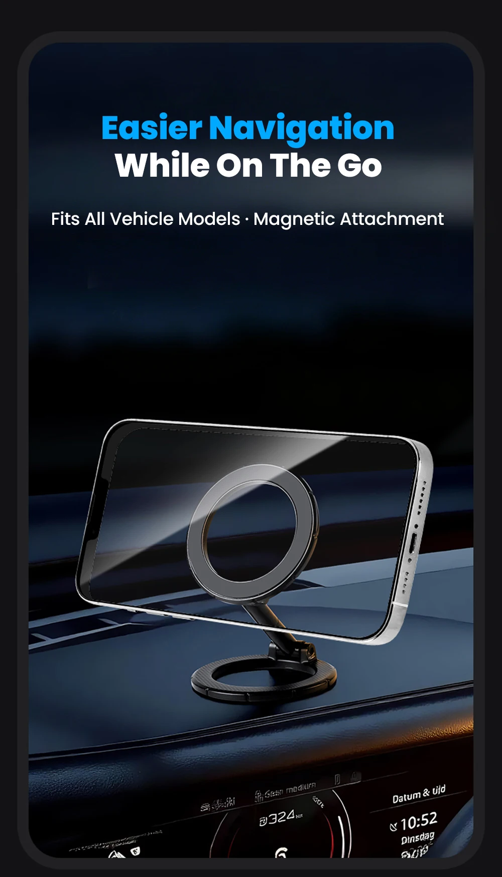 Foldable Double Sided Magnetic Ring Phone Holder Multi-Functional Phone Mount 360° Rotation Desk Holder Home Use Wall-Mounted