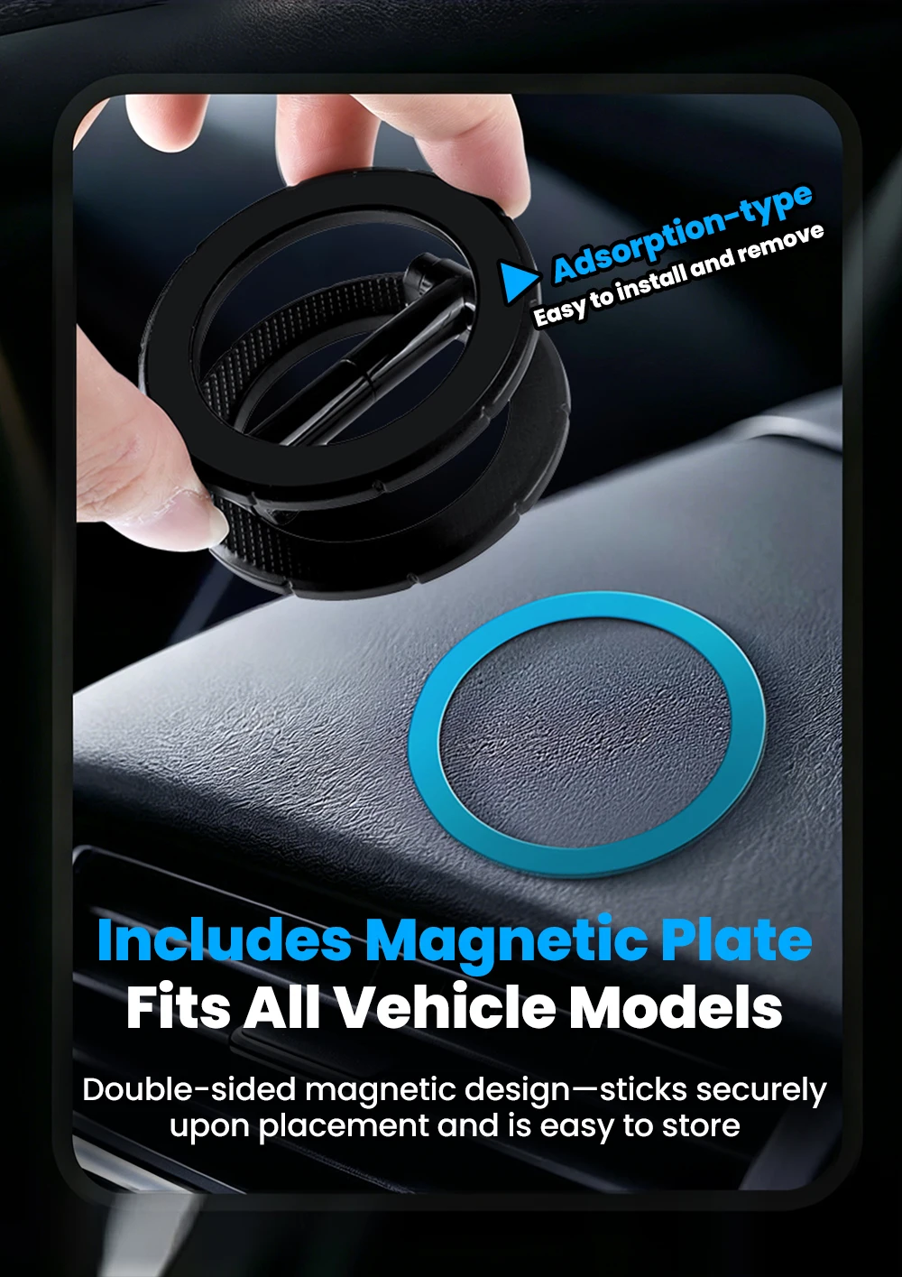 Foldable Double Sided Magnetic Ring Phone Holder Multi-Functional Phone Mount 360° Rotation Desk Holder Home Use Wall-Mounted