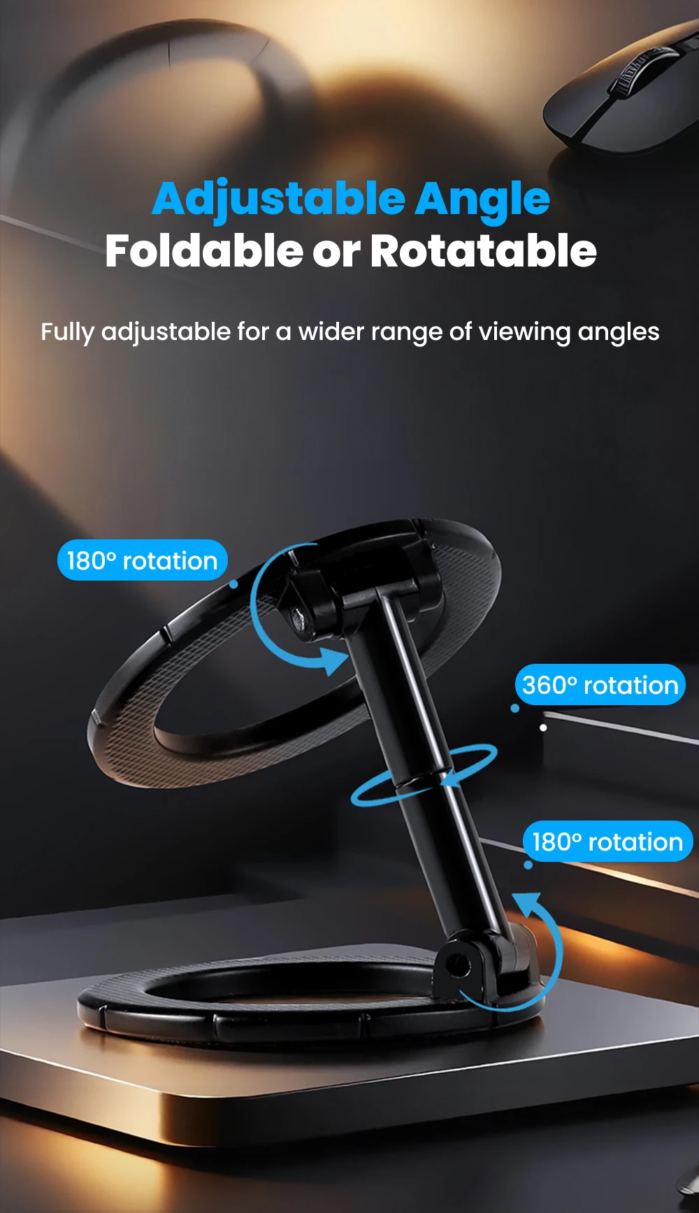 Foldable Double Sided Magnetic Ring Phone Holder Multi-Functional Phone Mount 360° Rotation Desk Holder Home Use Wall-Mounted