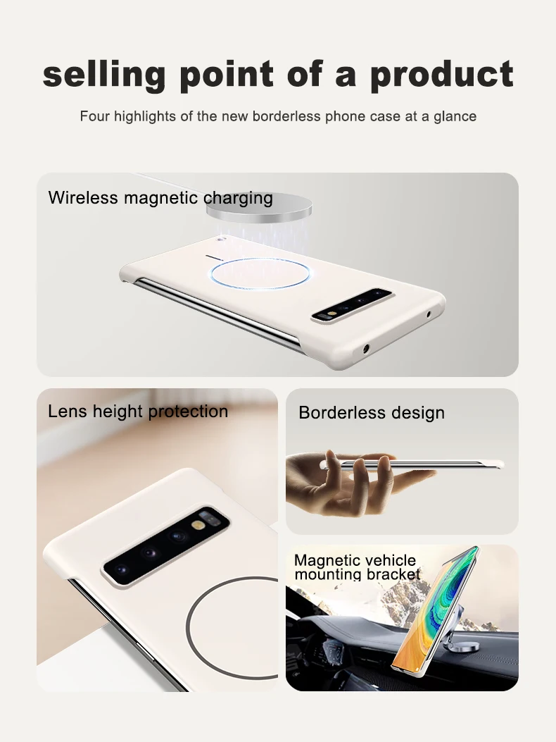 For Magsafe Frameless Magnetic Wireless Charging Phone Case For Samsung Galaxy S10 Plus S10Plus Slim Hard Back Cover