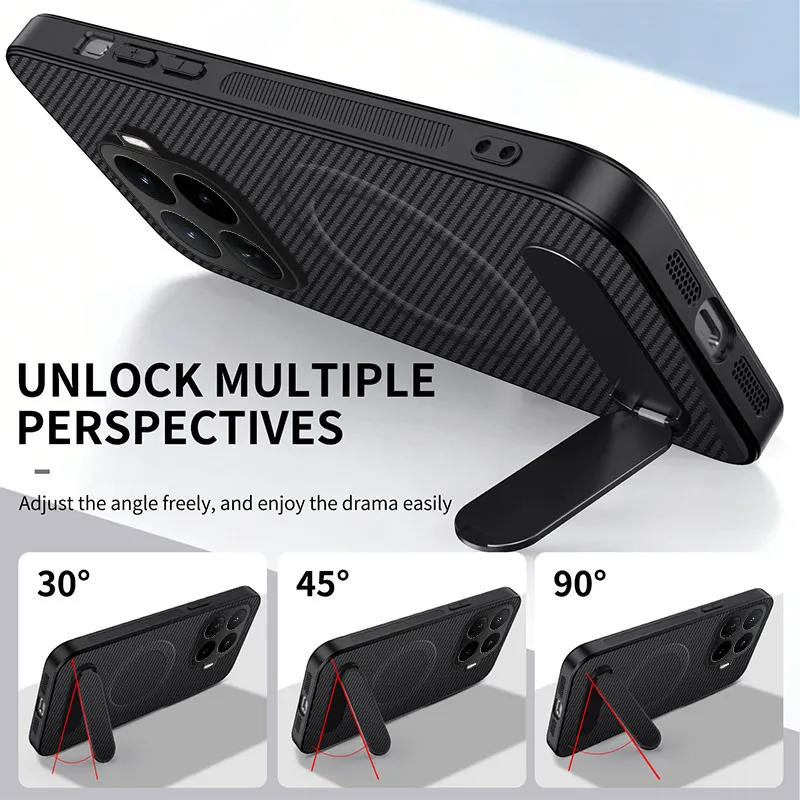 For Xiaomi 17T Pro Carbon Fiber Magnetic for Magsafe Leather Hard Case for Xiaomi Mi 17 T 17Tpro Kickstand Matte Shell
