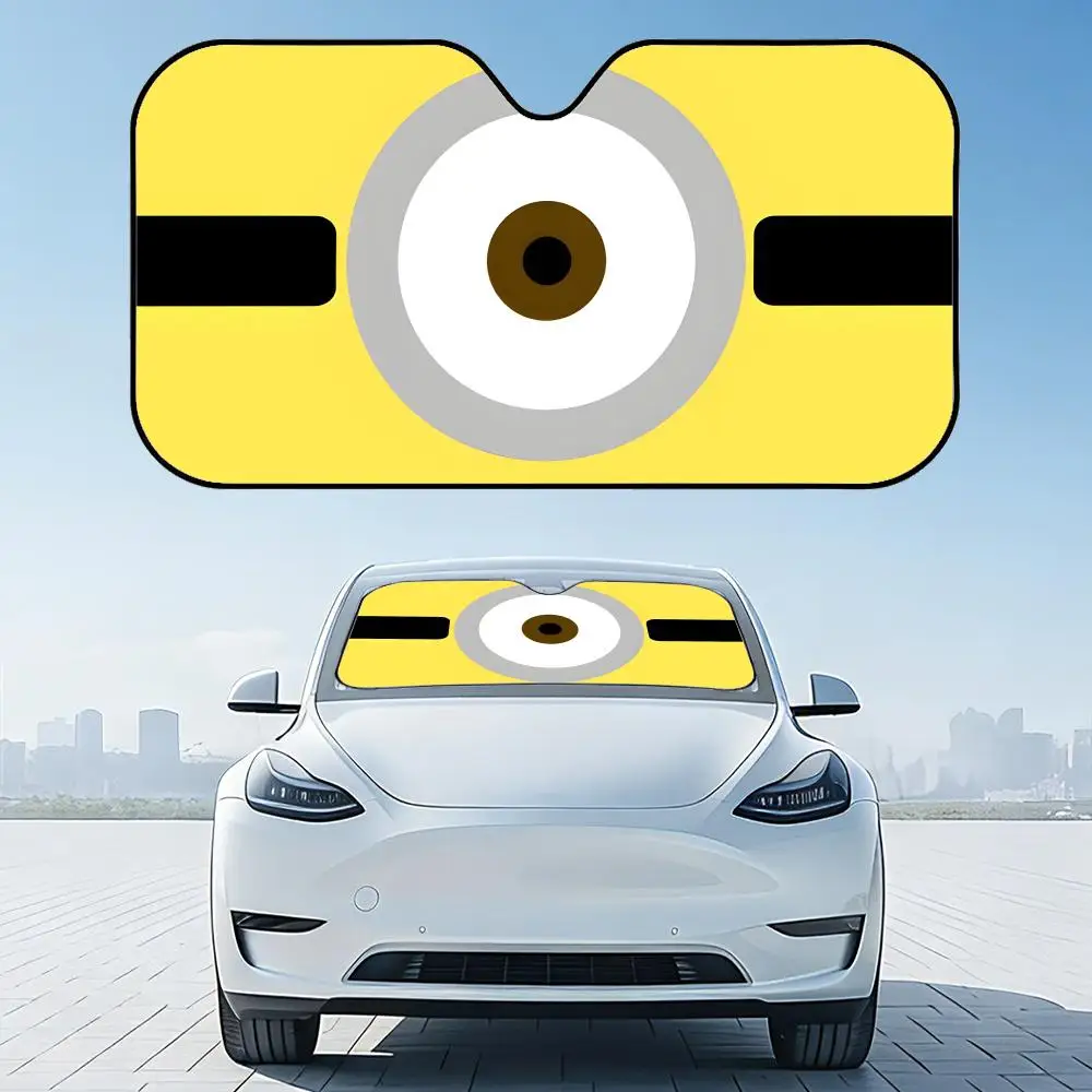 Cartoon Yellow Eye Sun Visor Foldable Aluminum Foil Car Windshield Sun Shade - UV Protection & Heat Insulation Visor