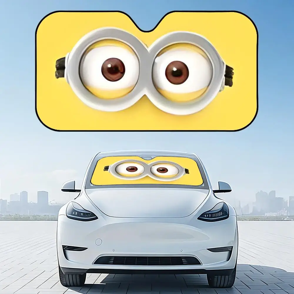 Cartoon Yellow Eye Sun Visor Foldable Aluminum Foil Car Windshield Sun Shade - UV Protection & Heat Insulation Visor