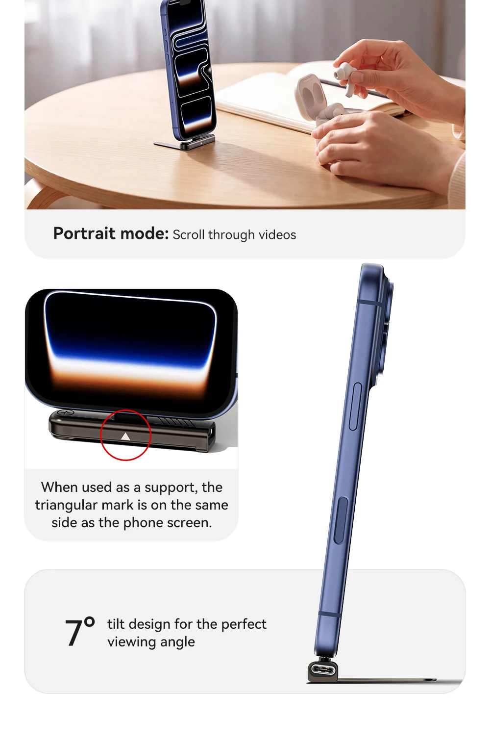 Essager 240W 2-in-1 Fast Charging OTG Adapter with Foldable Stand Type-C Male to Type-C Female Converter For iPhone 17 16 15 Pro