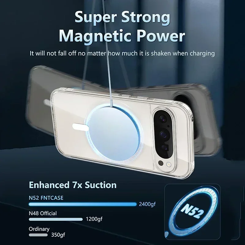 Magnetic Clear Case For Google Pixel 7 8 9 10 Pro XL 10A 9A 8A 7A Transparent Acrylic Shockproof Bumper Phone Cover Anti Scratch