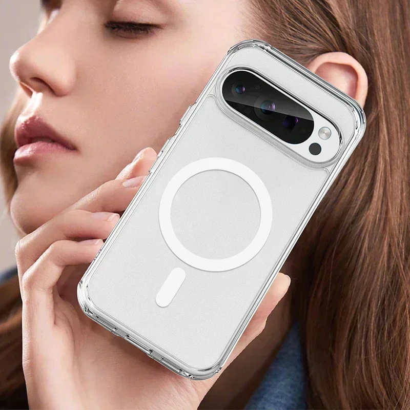 Magnetic Clear Case For Google Pixel 7 8 9 10 Pro XL 10A 9A 8A 7A Transparent Acrylic Shockproof Bumper Phone Cover Anti Scratch