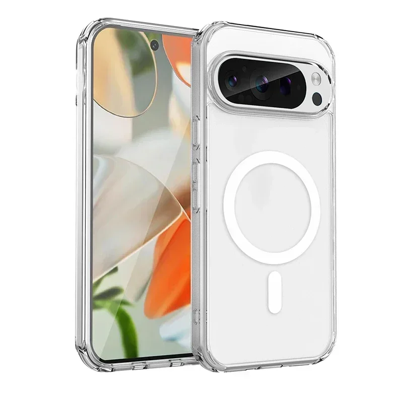 Magnetic Clear Case For Google Pixel 7 8 9 10 Pro XL 10A 9A 8A 7A Transparent Acrylic Shockproof Bumper Phone Cover Anti Scratch