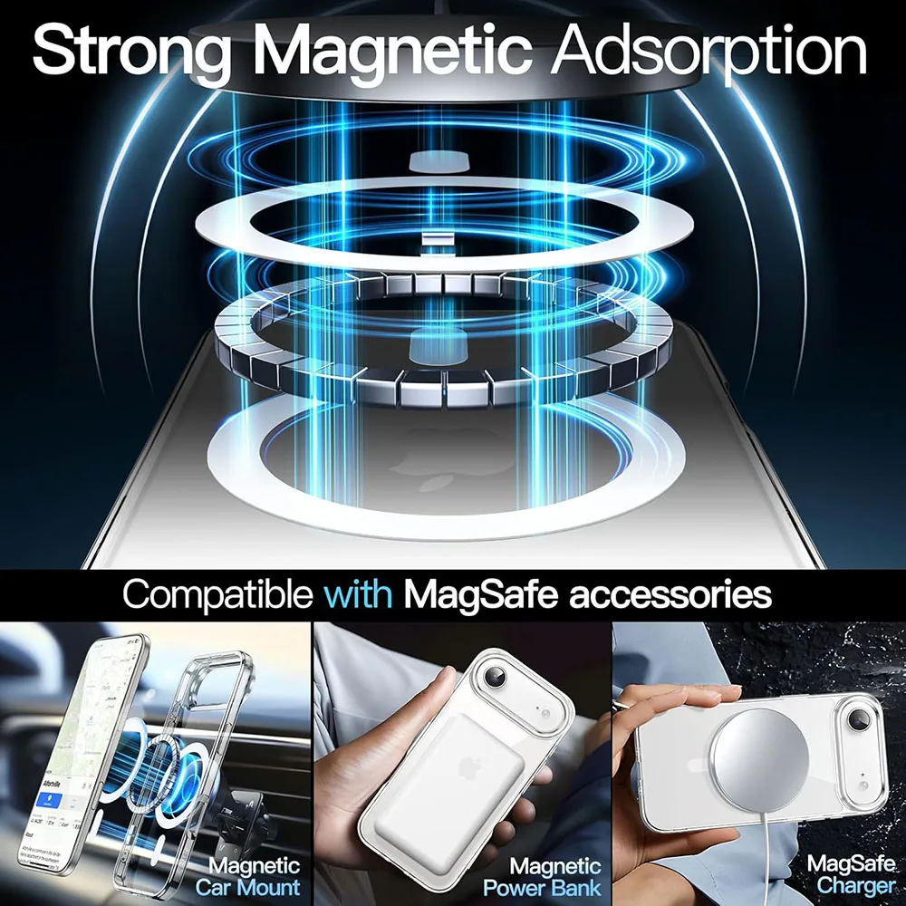 Magnetic For Magsafe Wireless Charging Case For iPhone Air 17Air Hybrid Hard Back Cover 17 Air Clear Silicone Soft Shell