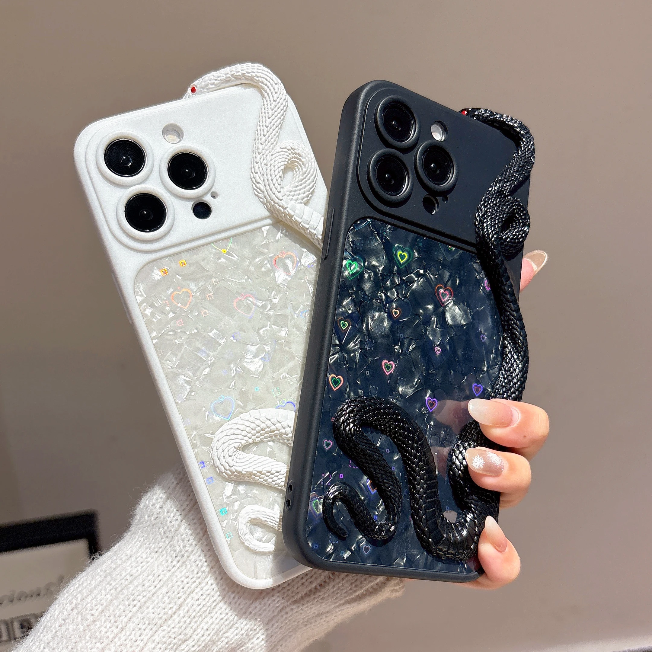 3D Snake Shaped Fashionable Phone Case for iPhone 17 17Pro 17Air 16 15 14 13 Pro Max Unique Snake Shaped Design Back Cover