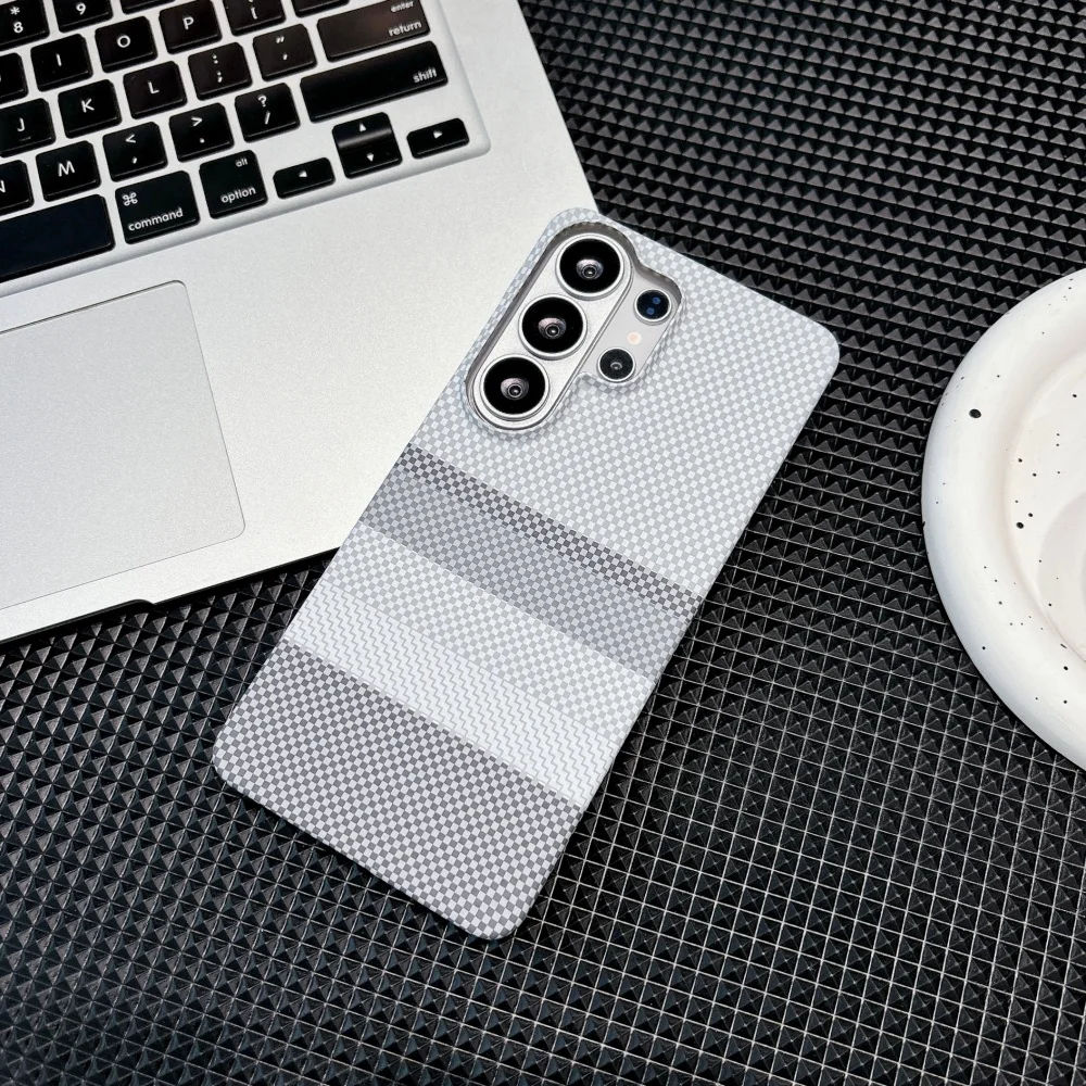 Luxury For Magsafe For Samsung S26 S25 S24 S23 Fe Ultra Plus Carbon Fiber Texture Phone Case Wireless Charge Halfborder Pc Cover