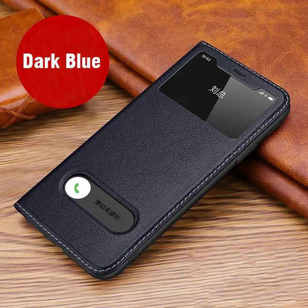 Genuine Leather Case For Iphone 11 12 13 14 15 16 Pro XS Max Case Window View Cover For Iphone XR 14 15 16 Plus Protector