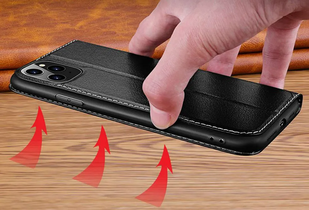Genuine Leather Case For Iphone 11 12 13 14 15 16 Pro XS Max Case Window View Cover For Iphone XR 14 15 16 Plus Protector