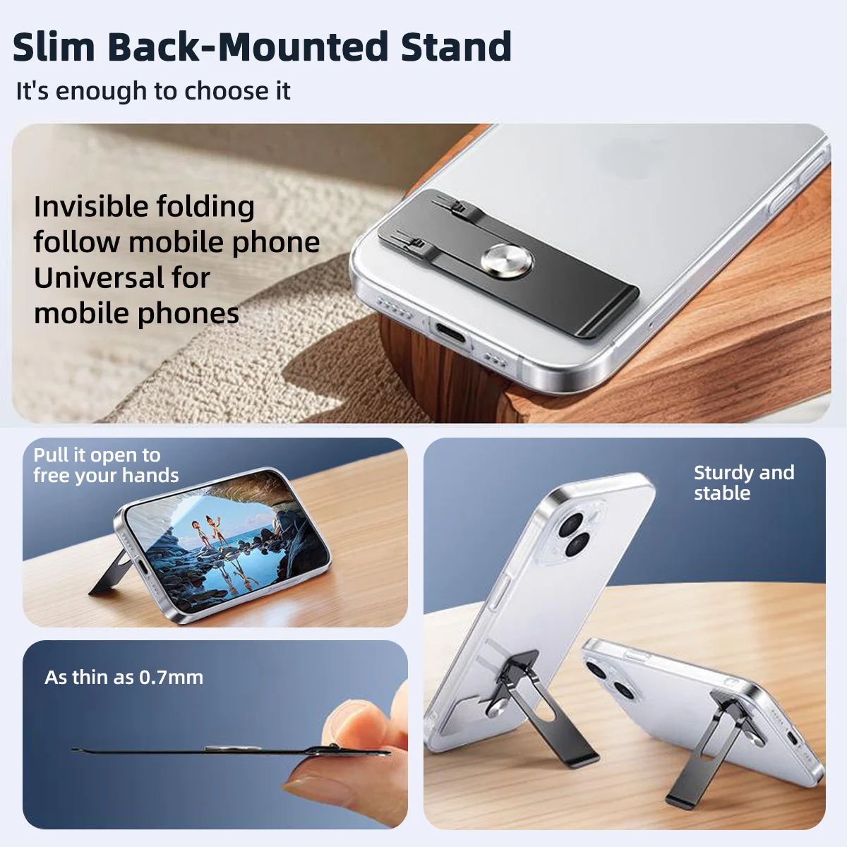 Ultra Thin Foldable Mobile Phone Holder Bracket Metal Alloy Desktop Cell Phone Stands Universal Phone Support Kickstand Rack