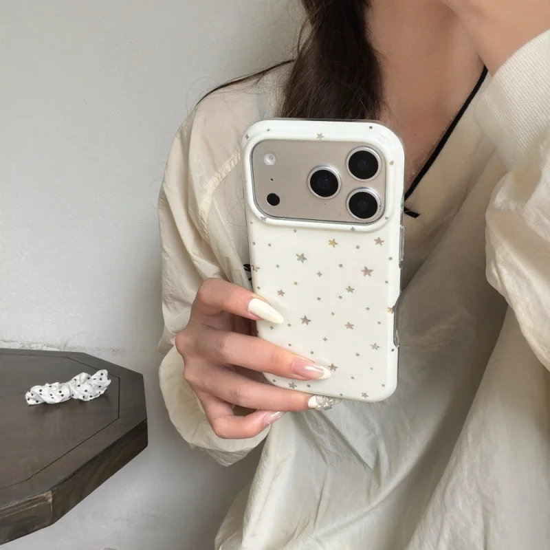 Colored Star-shape Imd Shockproof Phone Case For iPhone 17 16 15 14 13 Pro Max Protector Back Cover