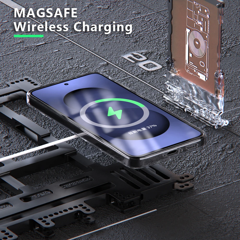 For Samsung Galaxy A56 A36 A16 A55 A35 A15 A54 A17 5G S26 S25 Soft Magsafe transparent protective case wireless charging Cover