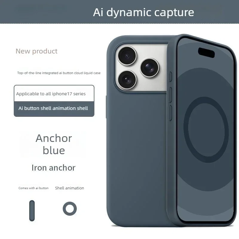 Original 1:1 Liquid Silicone Magnetic Case for IPhone17 Pro Max 17Pro 17 AI Button Animation for Magsafe Wireless Charge Cover