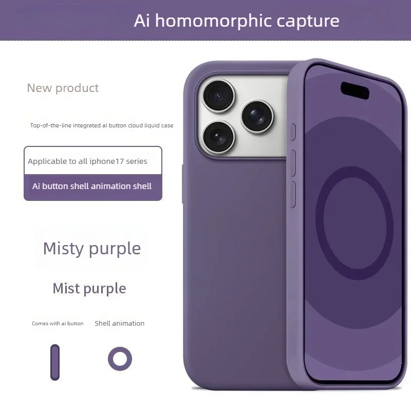 Original 1:1 Liquid Silicone Magnetic Case for IPhone17 Pro Max 17Pro 17 AI Button Animation for Magsafe Wireless Charge Cover