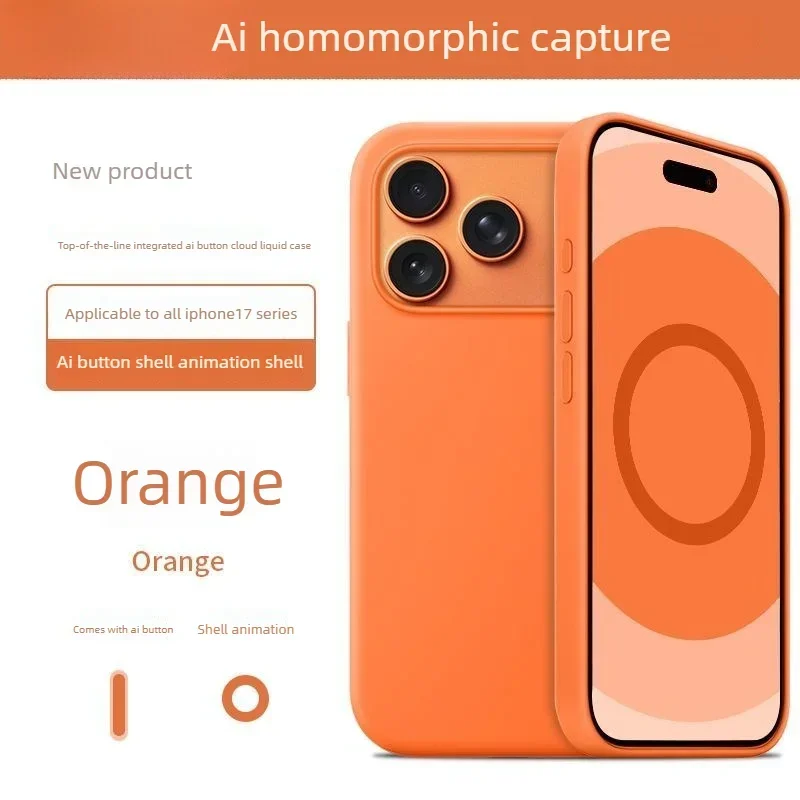 Original 1:1 Liquid Silicone Magnetic Case for IPhone17 Pro Max 17Pro 17 AI Button Animation for Magsafe Wireless Charge Cover