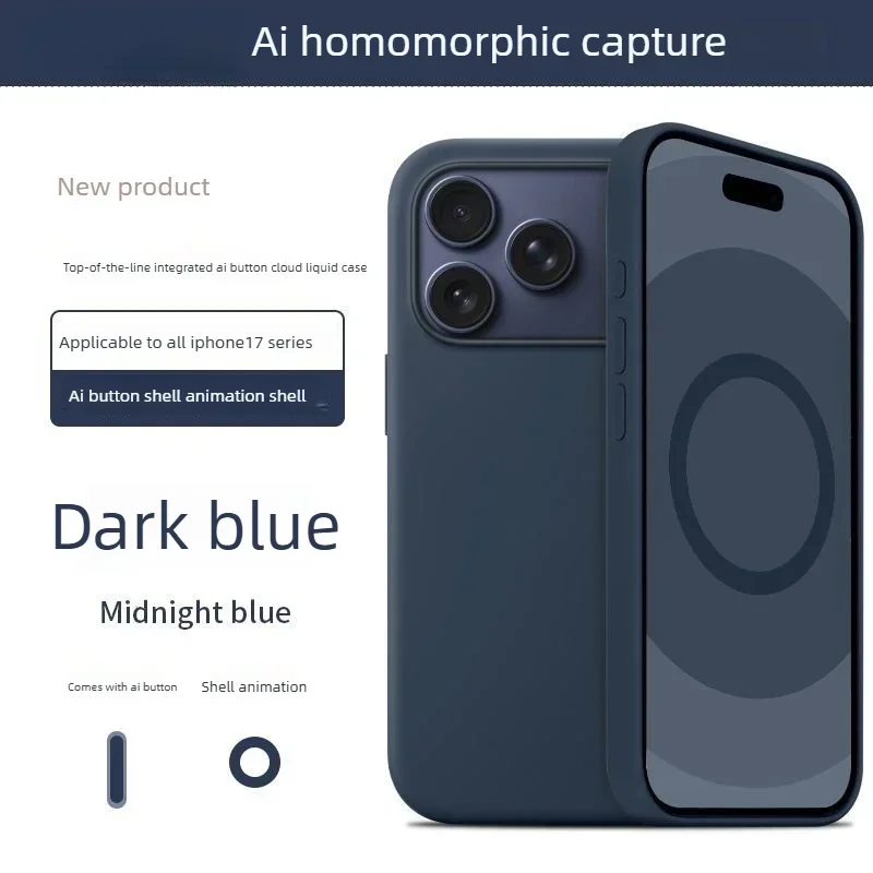 Original 1:1 Liquid Silicone Magnetic Case for IPhone17 Pro Max 17Pro 17 AI Button Animation for Magsafe Wireless Charge Cover