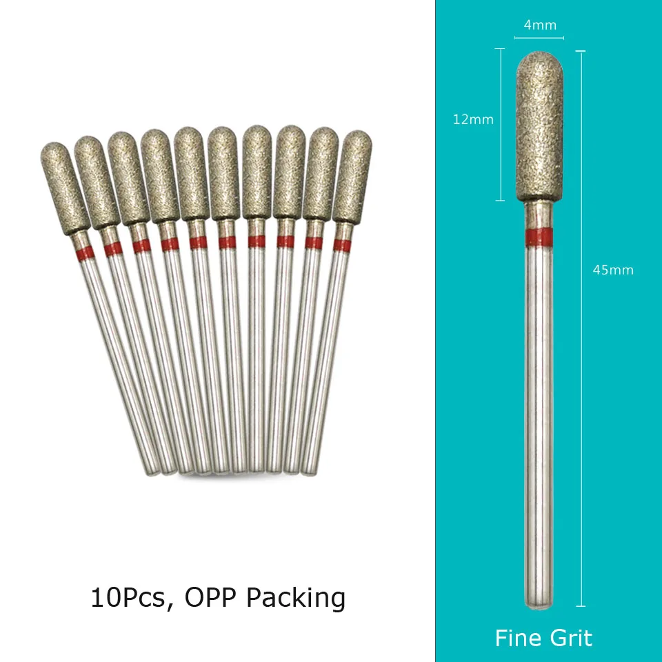 HYTOOS Fine Grit Diamond Nail Drill Bits 10pcs/Set Russian Cuticle Burr Manicure Drills Nails Accessories Tool