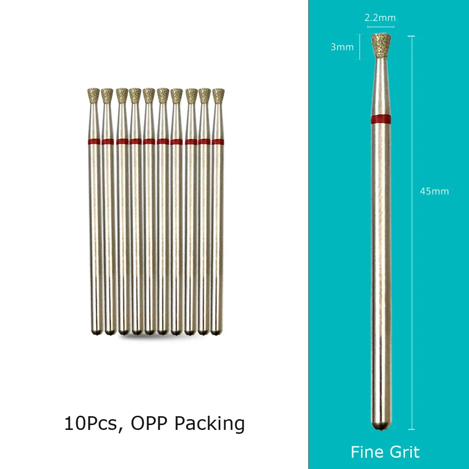 HYTOOS Fine Grit Diamond Nail Drill Bits 10pcs/Set Russian Cuticle Burr Manicure Drills Nails Accessories Tool